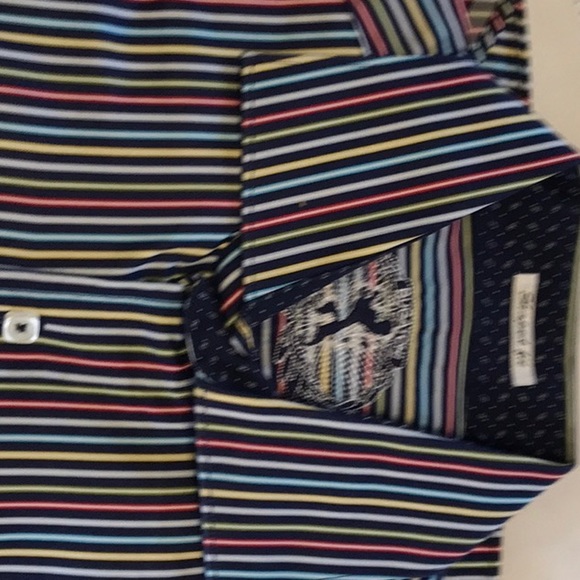 BUGATCHI MENS MULTICOLORED STRIPED DRESS SHIRT - Picture 2 of 2